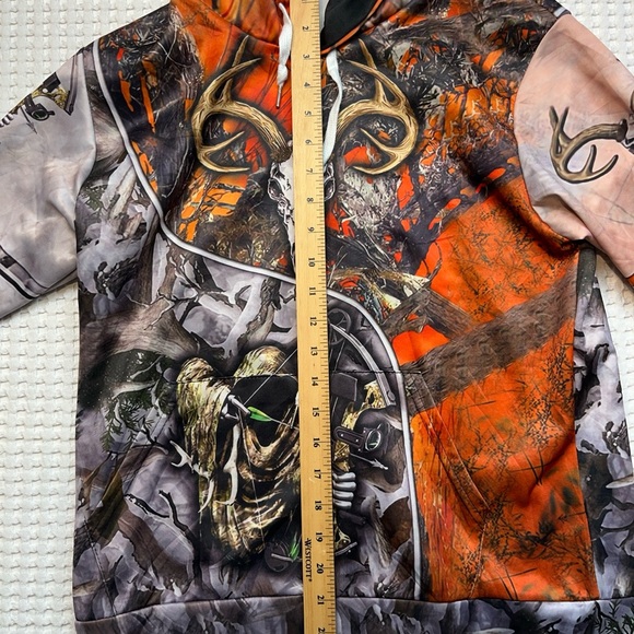 BOW HUNTER Hoodie Mens Size US Small Blaze Oranger Skull Ghost Face - Picture 12 of 14
